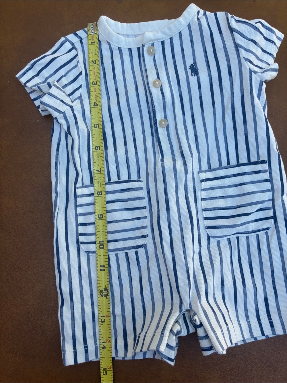 Ralph Lauren Baby Boy Striped Cotton Henley Shortall 6M - Picture 10 of 12